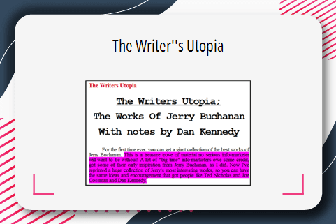 Dan Kennedy - The Writer's Utopia - Jerry Buchanan's Information Marketing Collection Cheap