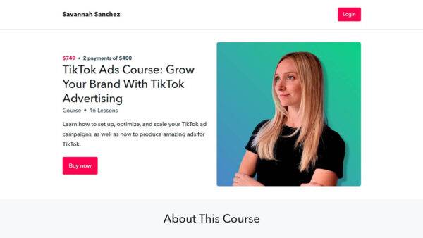 Savannah Sanchez - TikTok Ads Course Cheap