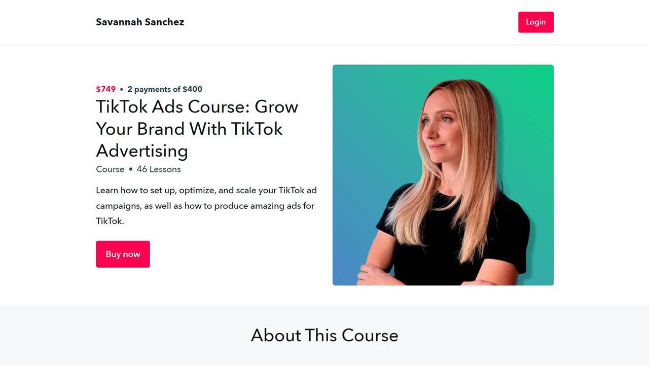 Savannah Sanchez - TikTok Ads Course Cheap