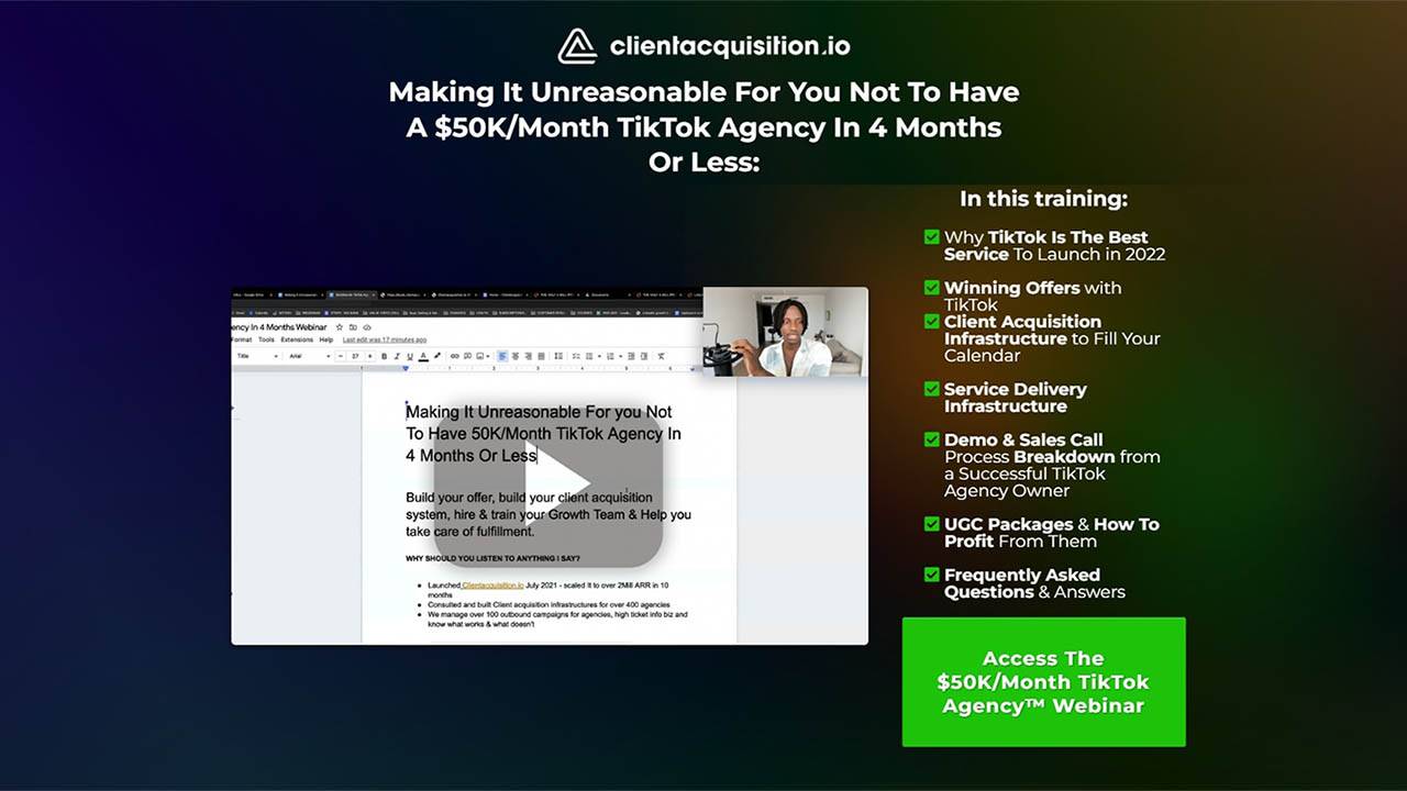 Serge Gatari - $50KMonth TikTok Agency Webinar Cheap