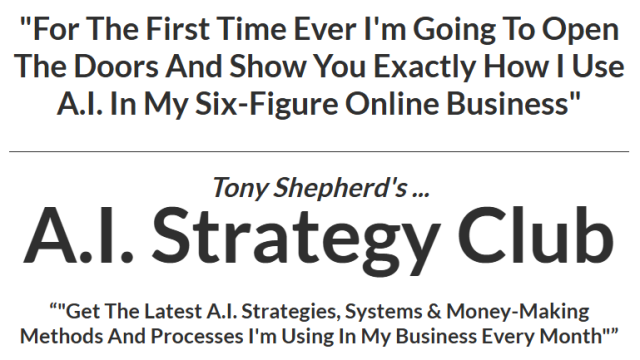 Tony Shepherd - A.I. Strategy Club Cheap