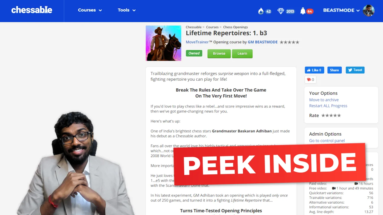 GM Adhiban Baskaran - Lifetime Repertoires - 1.b3 Cheap